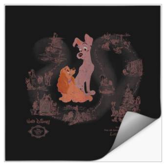 Discover Disneyss Lady And The Tramp Retro Vintages Art Distressed Stickers