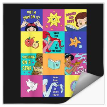 Discover Disneyss Princess Phrases Illustrated Color Message Squares Stickers