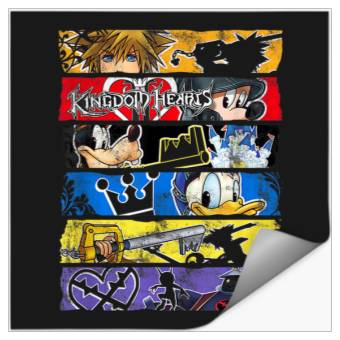 Discover Disneyss Kingdom Hearts Epic Character Panels Distressed Logo Stickers