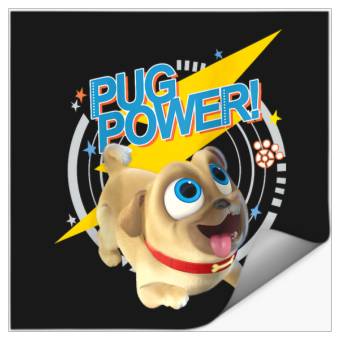 Discover Disneyss Puppy Dog Pals Pug Power Rolly Playful Chest Logo Stickers