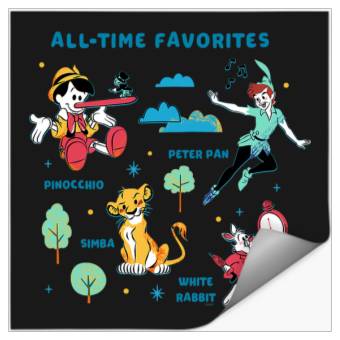Discover Disney Vintage Peter Pan, Pinocchio, Simba & White Rabbit Stickers