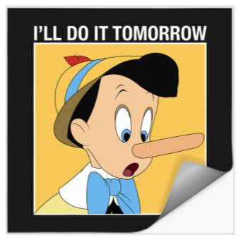 Discover Disney Pinocchio I'll Do It Tomorrow Stickers