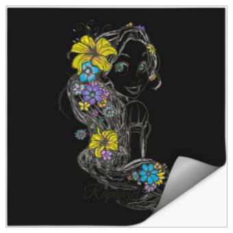 Discover Disney Tangled Rapunzel Floral Sketch Portrait Stickers