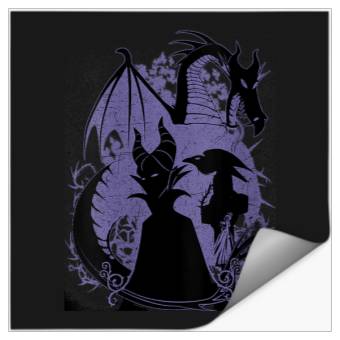 Discover Womens Disney Sleeping Beauty Maleficent Dragon Silhouette V-Neck Stickers
