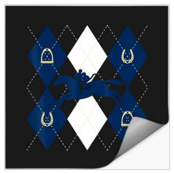Discover Disney Mickey Mouse Horse Racing Silhouette Argyle Pattern Stickers