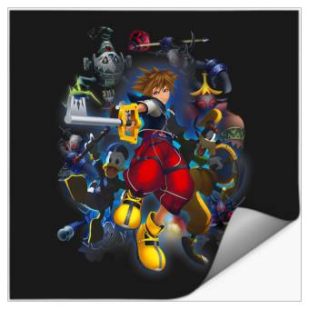 Discover Disney Kingdom Hearts Sora Surrounded Vintage Hero Poster Stickers