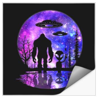 Discover Alien And Full Moon Sasquatch UFO : Bobs Burgers Family Shirt, Bobs Burgers Vintage Stickers