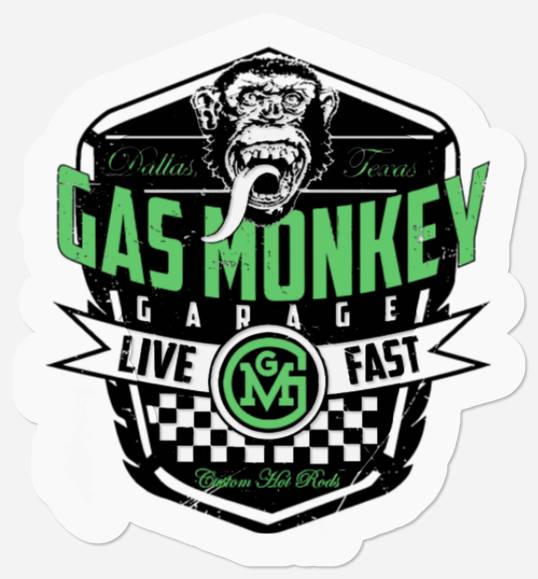 Gas Monkey Garage Unisex Stickers: Live Fast