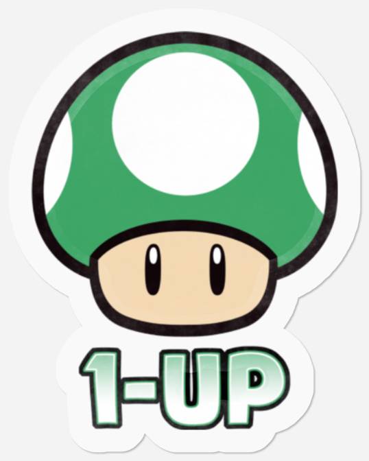 1up Mushroom Stickers Super Mario
