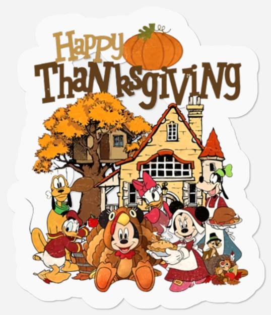 Happy Thanksgiving Stickers, Disney Thanksgiving Stickers