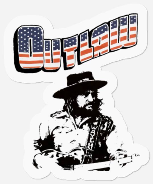 Waylon Jennings Outlaw White Stickers