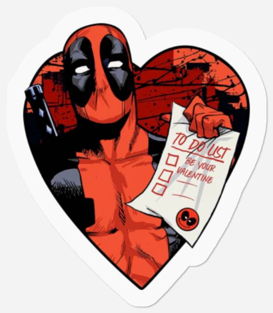 Marvel Deadpool Valentine To Do List Stickers, Disney Marvel Valentines Couples Matching Stickers