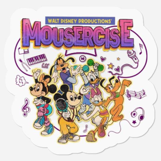 Mickey and Friends Stickers, Vintage Disney Mousercise 90s Promotional Stickers