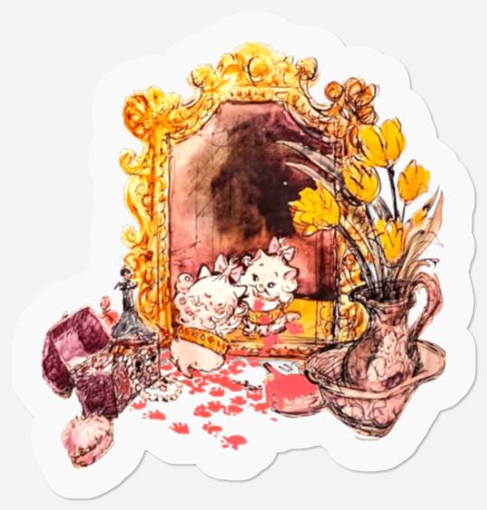 Cute Disney Marie The White Cat Sketch Stickers / The Aristocats Stickers