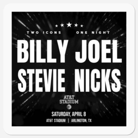 Billy Joel n Stevie Nicks Tour 2023 Stickers
