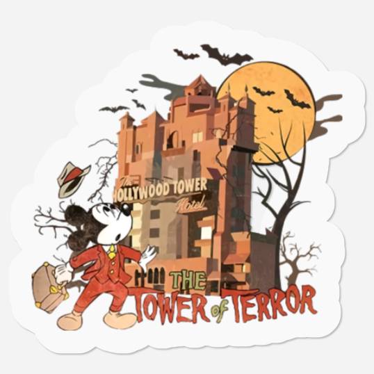 Vintage Disney Tower of Terror Stickers, Mickey Halloween Stickers, Halloween Disney Retro Stickers, Disney Hollywood Studios, Disney Spooky Season