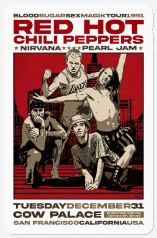 Red Hot Chili Peppers Stickers, Chili Peppers Tour 1991 Stickers, 2023 Tour Stickers, RHCP Vintage Stickers