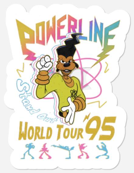 Retro Disney A Goofy Movie Powerline World Tour 95'  Stickers