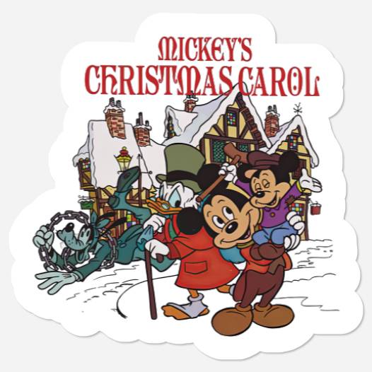 Mickey's Christmas Carol Stickers, Disney X-mas Holiday Movie Stickers