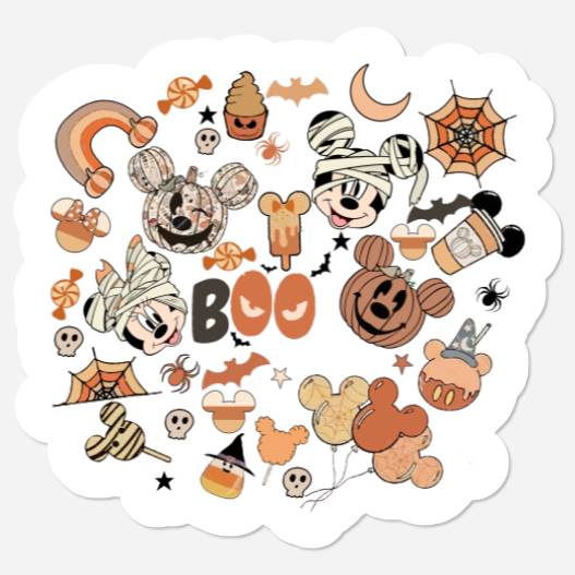 Disney Spooky Season Stickers, Vintage Disney Halloween Stickers