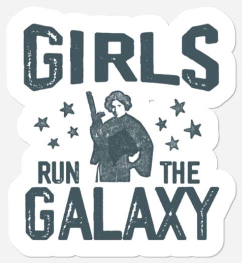 Vintage Star Wars Princess Leia Girls Run The Galaxy Stickers, Disney Star Wars Stickers
