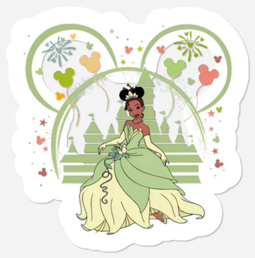 Tiana Mickey Ear Stickers, Princess Tiana Stickers, Mickey Ear Stickers, Disney Princess Stickers, Tiana Magic Kingdom Stickers