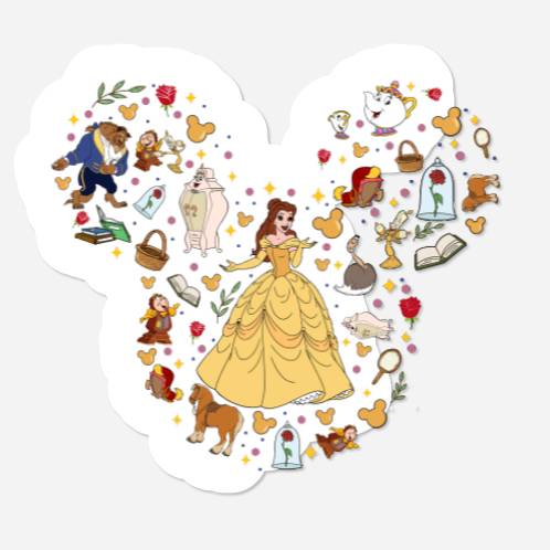 Princess Belle Stickers, Mickey Ear Stickers, Disney Trip Stickers