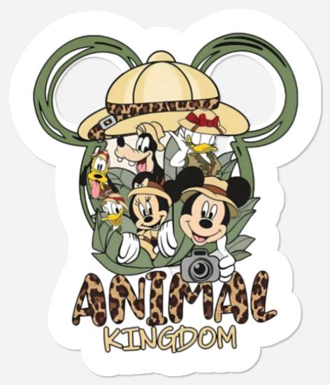 Disney Park Mickey Mouse And Friends Animal Kingdom Safari Stickers, Magic Kingdom Trip Unisex Stickers