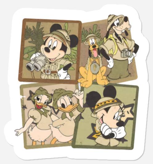 Disney Animal Kingdom Stickers, Vintage Animal Kingdom Stickers, Mickey Safari Stickers,