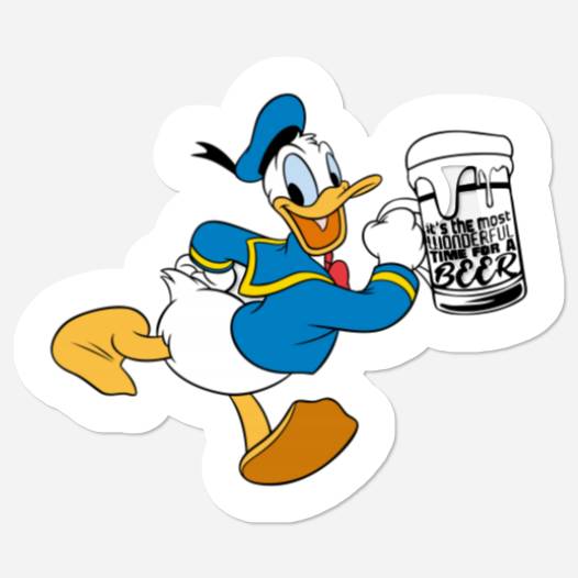 Donald Duck Drink Beer Stickers, Disney Couple Stickers Drinking Around