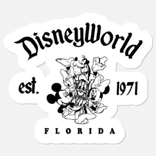 Vintage Disneyworld 1971 Stickers, Retro Mickey And Friends Stickers, Disney Trip Stickers