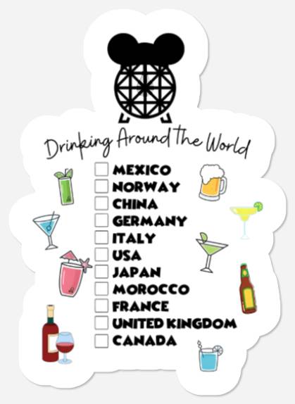 Drinking Around the World Stickers, Disney Drinking Team, Beer Stickers
