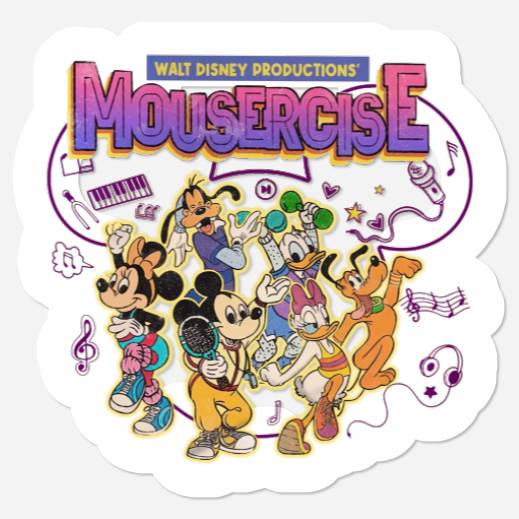 Mousercise Stickers, Vintage Disney Stickers
