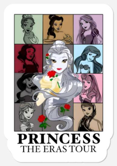 Princess Eras Tour Stickers, Disneyland Princess Tour Stickers
