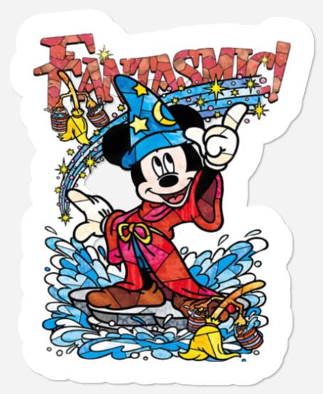 Disney Fantasia Sorcerer Mickey Mouse Magic Wizard Magical Retro Stickers, Fantasmic Stained Glass Hollywood Studios Trip Family Vacation Gift
