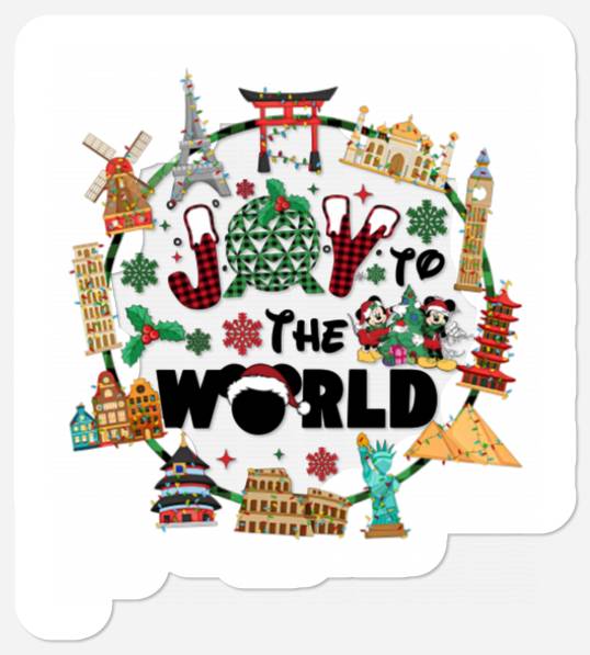 Epcot Christmas Stickers, Joy to the World, Disney Christmas
