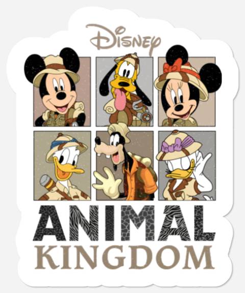 Disney Mickey Safari  Stickers, Retro Disney Animal Kingdom Mickey Stickers