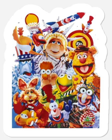 Vintage Muppet Vision 3D Attraction Poster Stickers, Retro Stickers for Hollywood Studios Fans, Unisex Graphic Stickers, Short Sleeve Top,