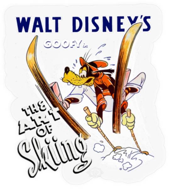 Disney Goofy In The Art Of Skiing Classic Premium Stickers, Magic Kingdom Unisex Stickers