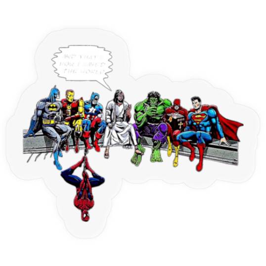 Jesus And Superheroes Thats How I Saved The World Funny Stickers