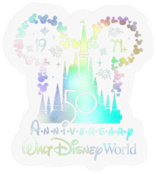 Mickey Castle 50th Anniversary- Disney World Stickers, 50 Years of Magic Stickers | WDW Stickers