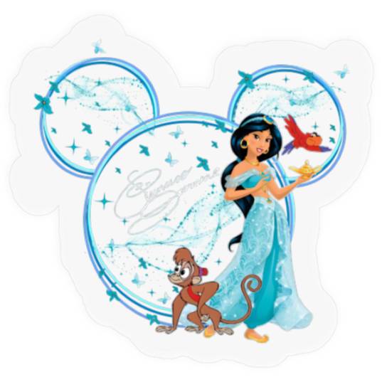 Princess Jasmine Stickers, Disney Jasmine Stickers, Disney Princess Mickey Head Stickers, Disney Princess Stickers