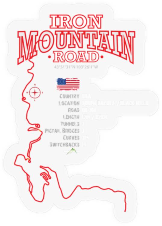 Iron Mountain Road South Dakota USA Trail Sticker Stickers