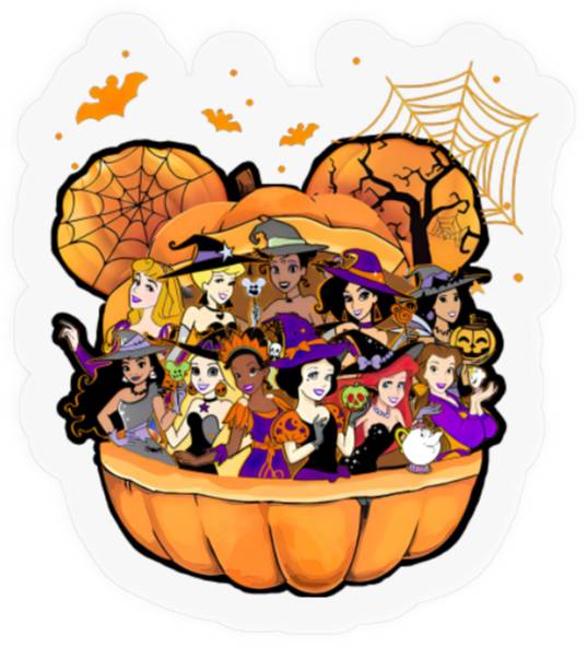 Disney Halloween Stickers, Disney Princess Halloween Stickers