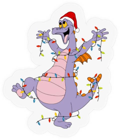 Disney Figment Christmas Lights Stickers, Vintage Figment Epcot Center 90's Style Stickers