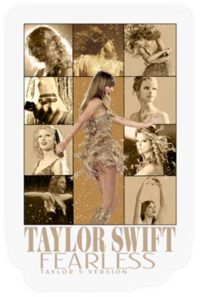 Discover Vintage 90s Style Taylor Fearless Stickers, Taylor version Eras Tour Stickers