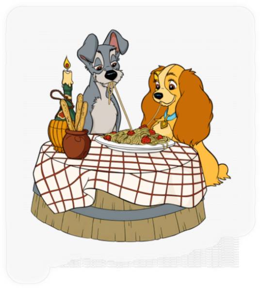 Disney Lady and Tramp Bella Notte Spaghetti Stickers, Lady and The Tramp Stickers