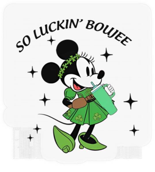 Minnie So Luckin Boujee Stickers, Lucky Minnie, Disney St Patricks Day