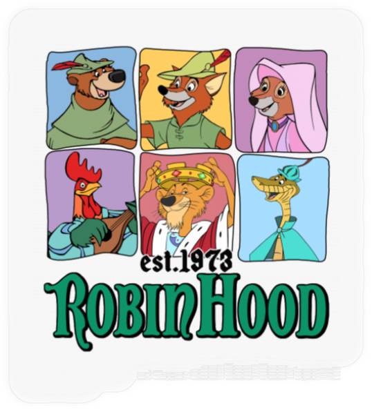 Retro Disney Robin Hood Characters Est. 1973 Stickers
