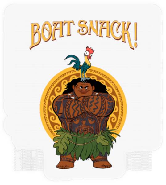 Funny Maui And Hei Hei Boat Snack Retro Stickers, Disney Moana